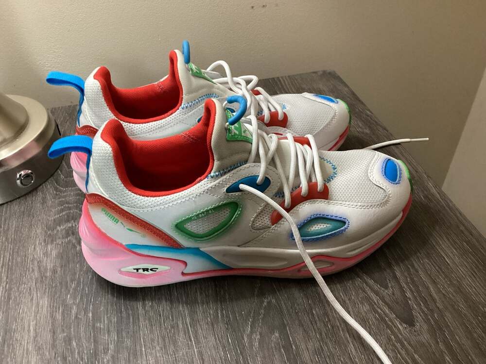 Puma TRC Blaze Neon White Multi-Color Sneakers Size US 7.5 - Picture 2 of 7